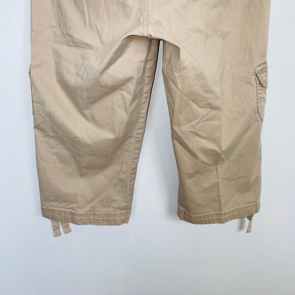 Vintage Y2K Womens 12 Capri Cargo Pants Beige Khaki Straight Leg - Picture 9 of 11